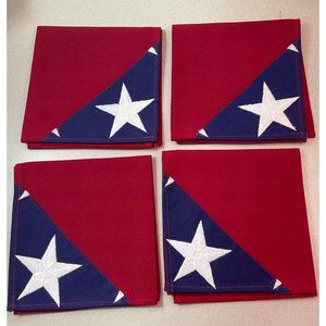 Lot of 4 American Flag Patriotic Cloth Embroidered Napkins July Fourth